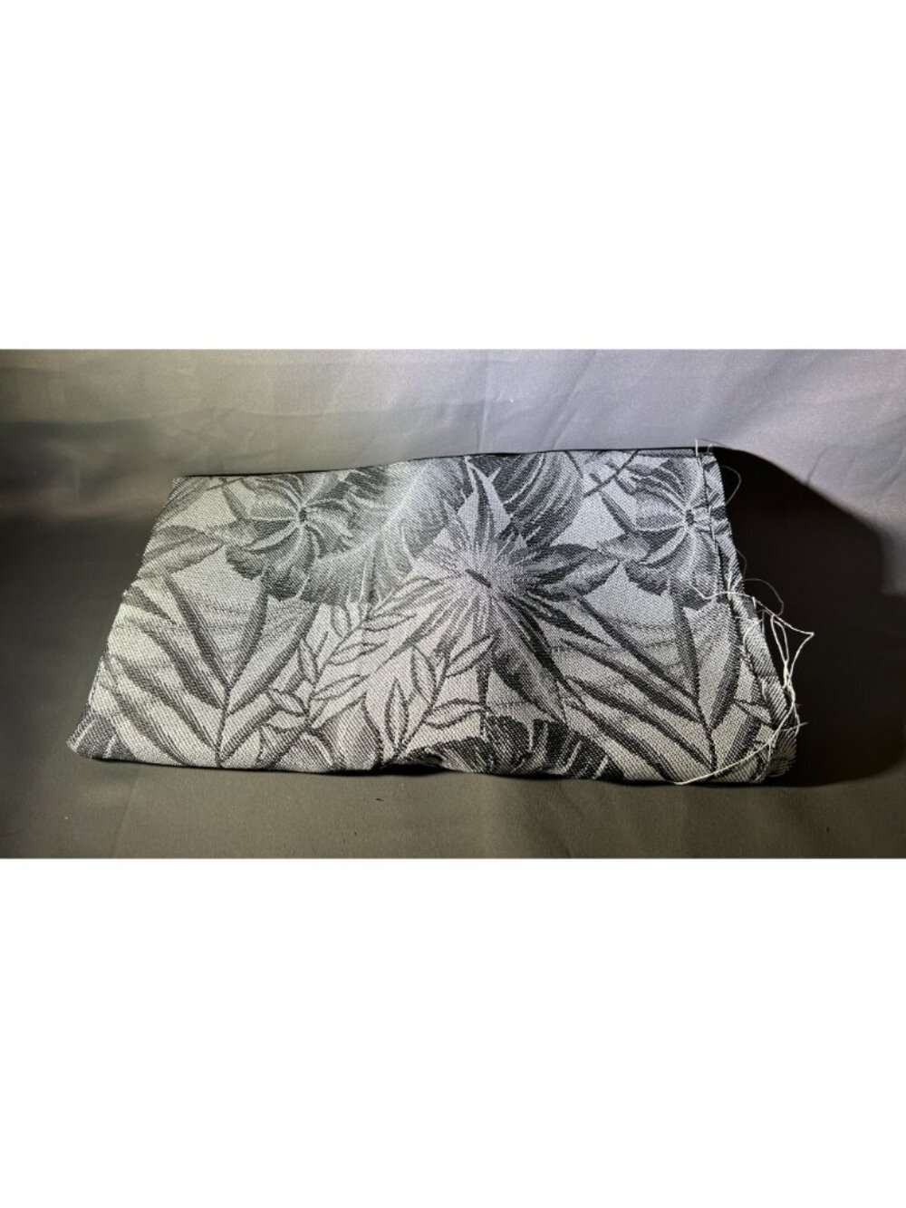 Floral Black & Gray Big Leaf Woven Fabric Bolt Upholstery Material - 1+ Yards - Picture 2 of 4